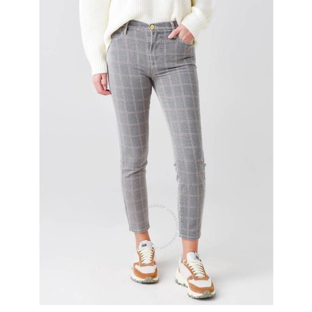 FRAME Le High Skinny Crop Window Pane Plaid Jean Size 27